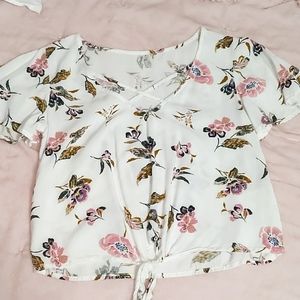 Floral Front Tie Blouse